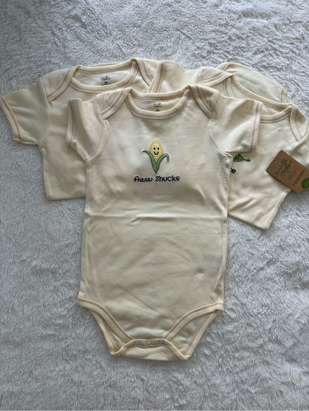 Organic Cotton Baby Bodysuits with Cute Veggie Embroidery - Picture 3 of 4